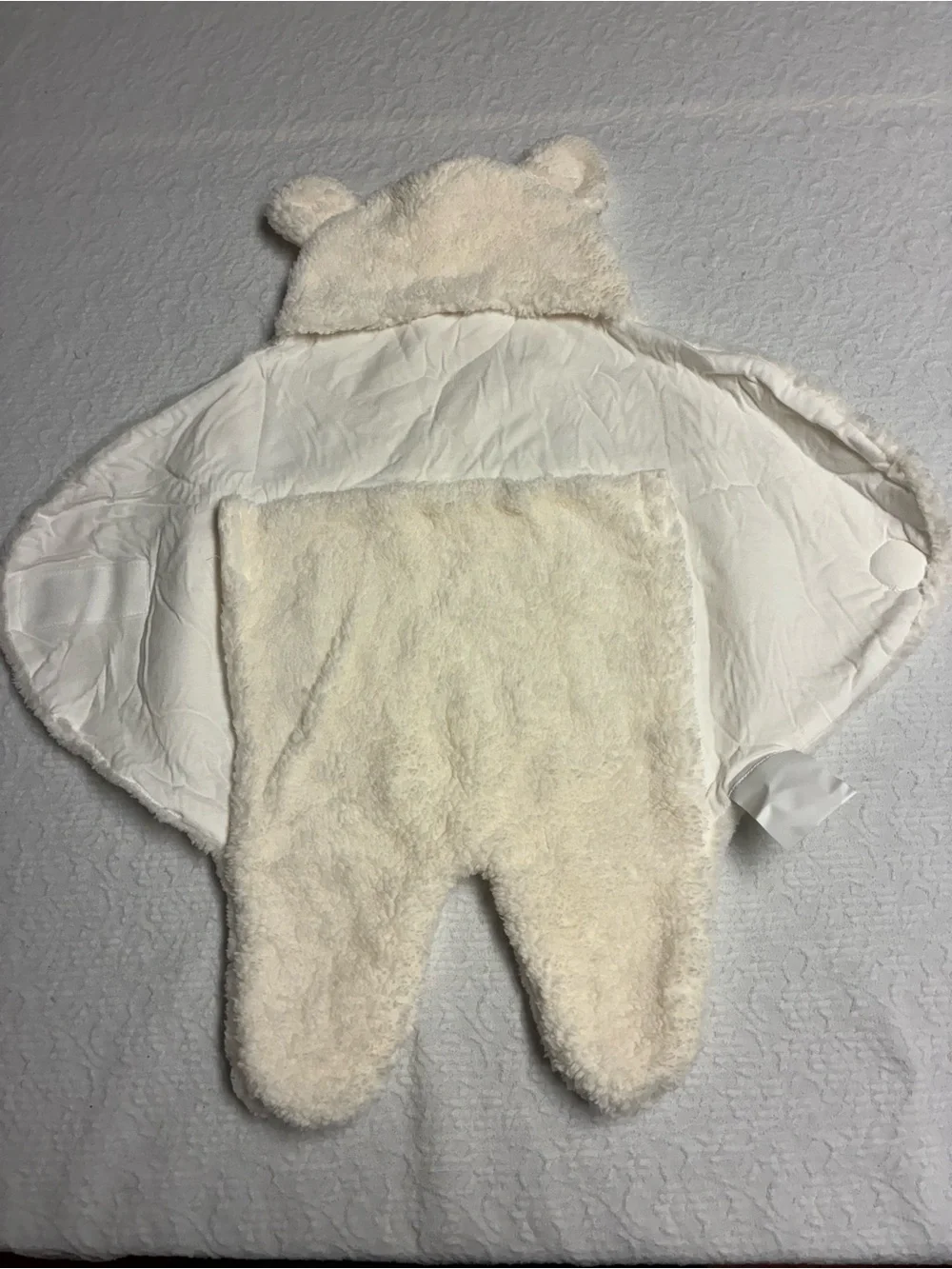 Cozy Cream Plush Baby Swaddle Wrap with Hood and Ears